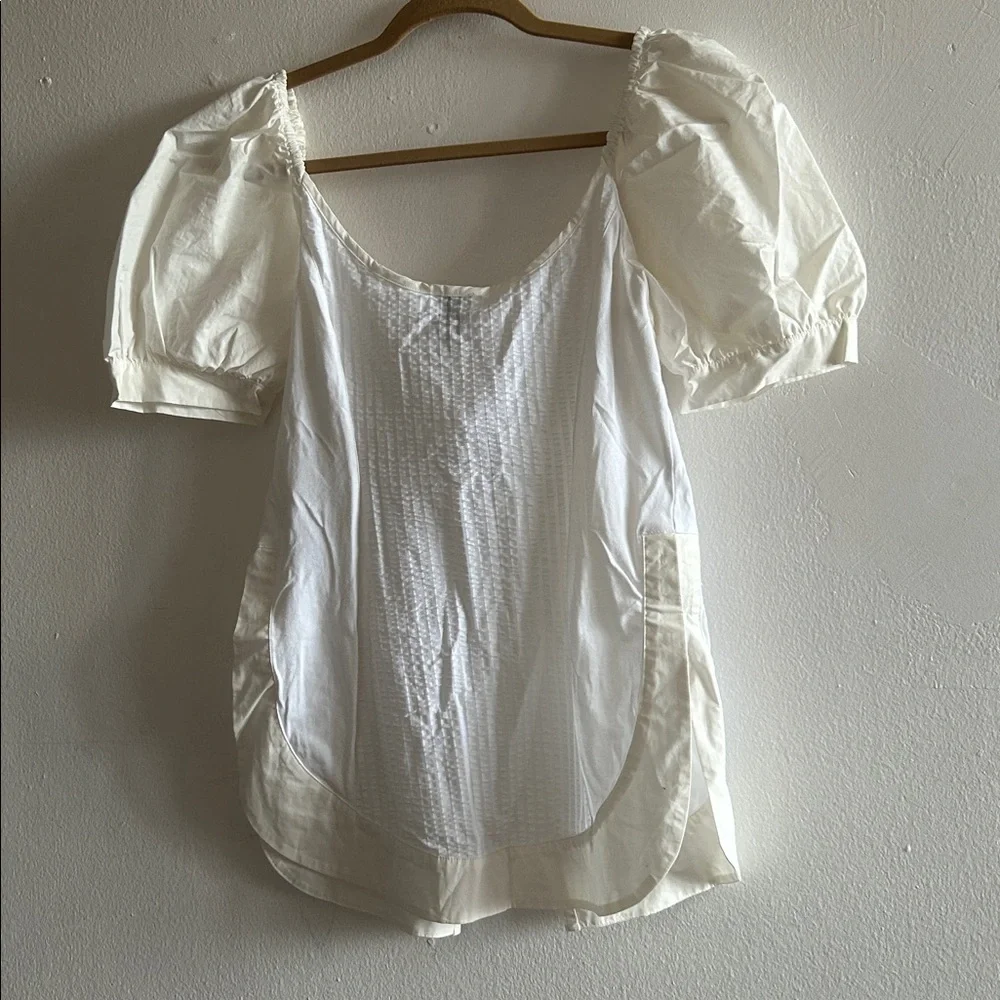 Maeve Puff-Sleeve White Sweetheart Top Size XS